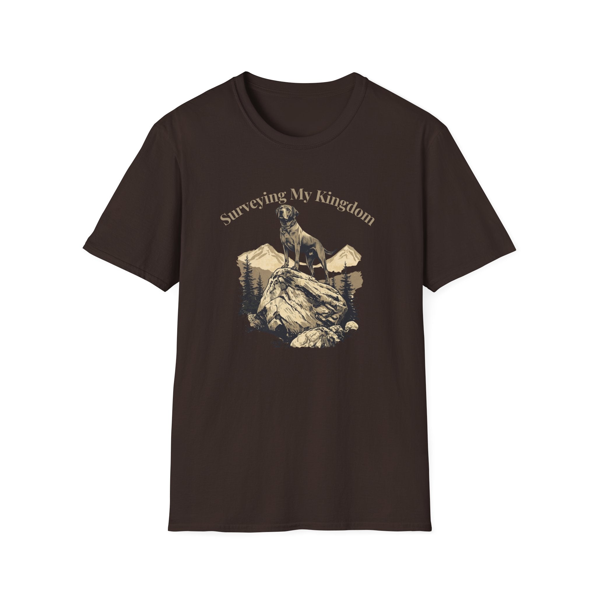 Golden Lab on a rock Surveying dog t-shirt