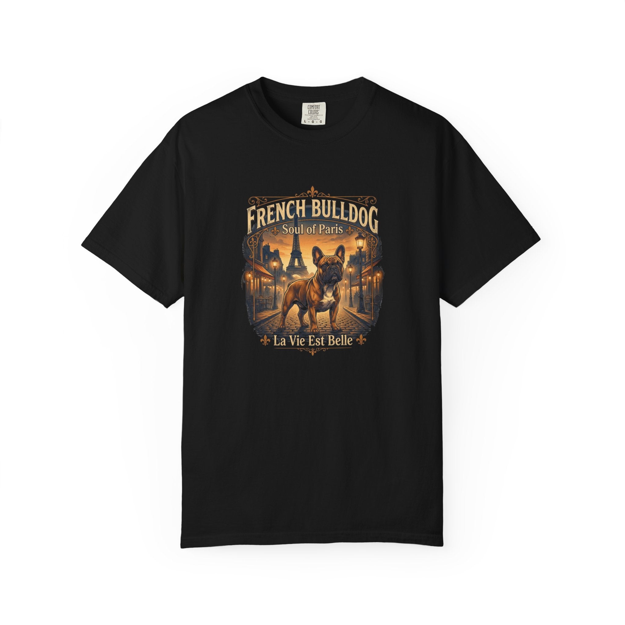 French Bulldog T-Shirt – “Le Vie Est Belle” Paris Vintage Dog Tee