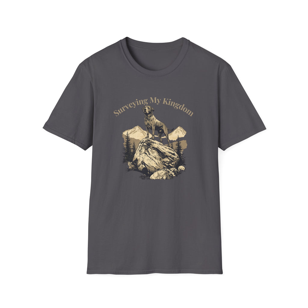 Golden Lab on a rock Surveying dog t-shirt