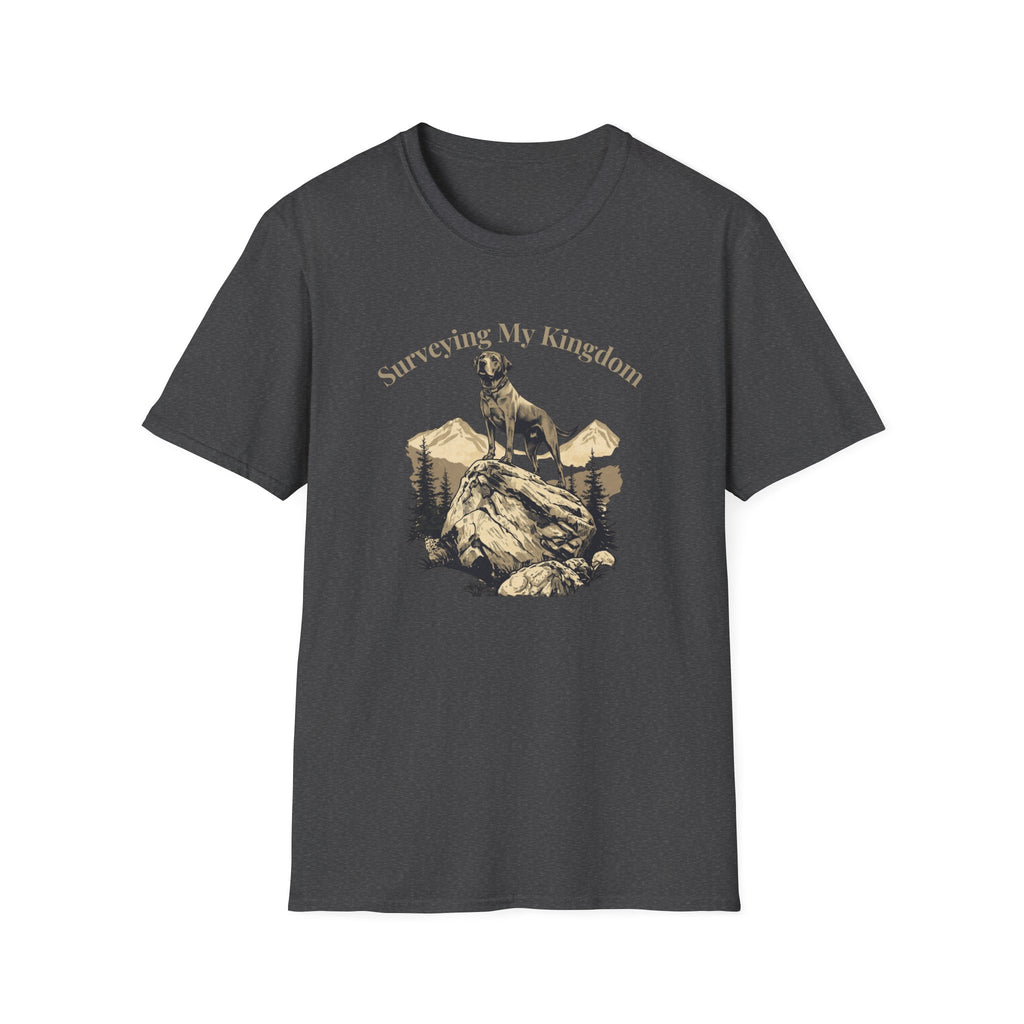 Golden Lab on a rock Surveying dog t-shirt