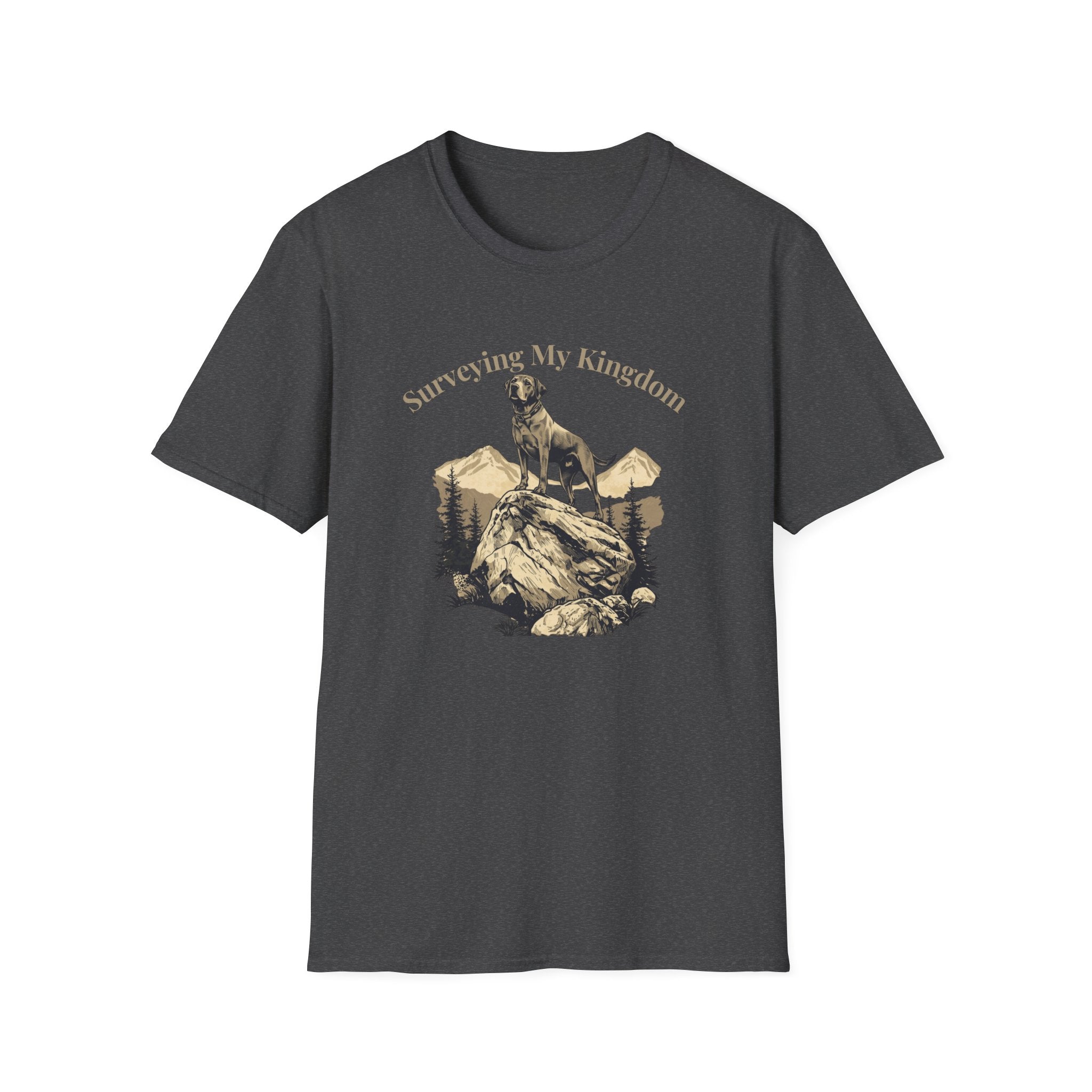 Golden Lab on a rock Surveying dog t-shirt