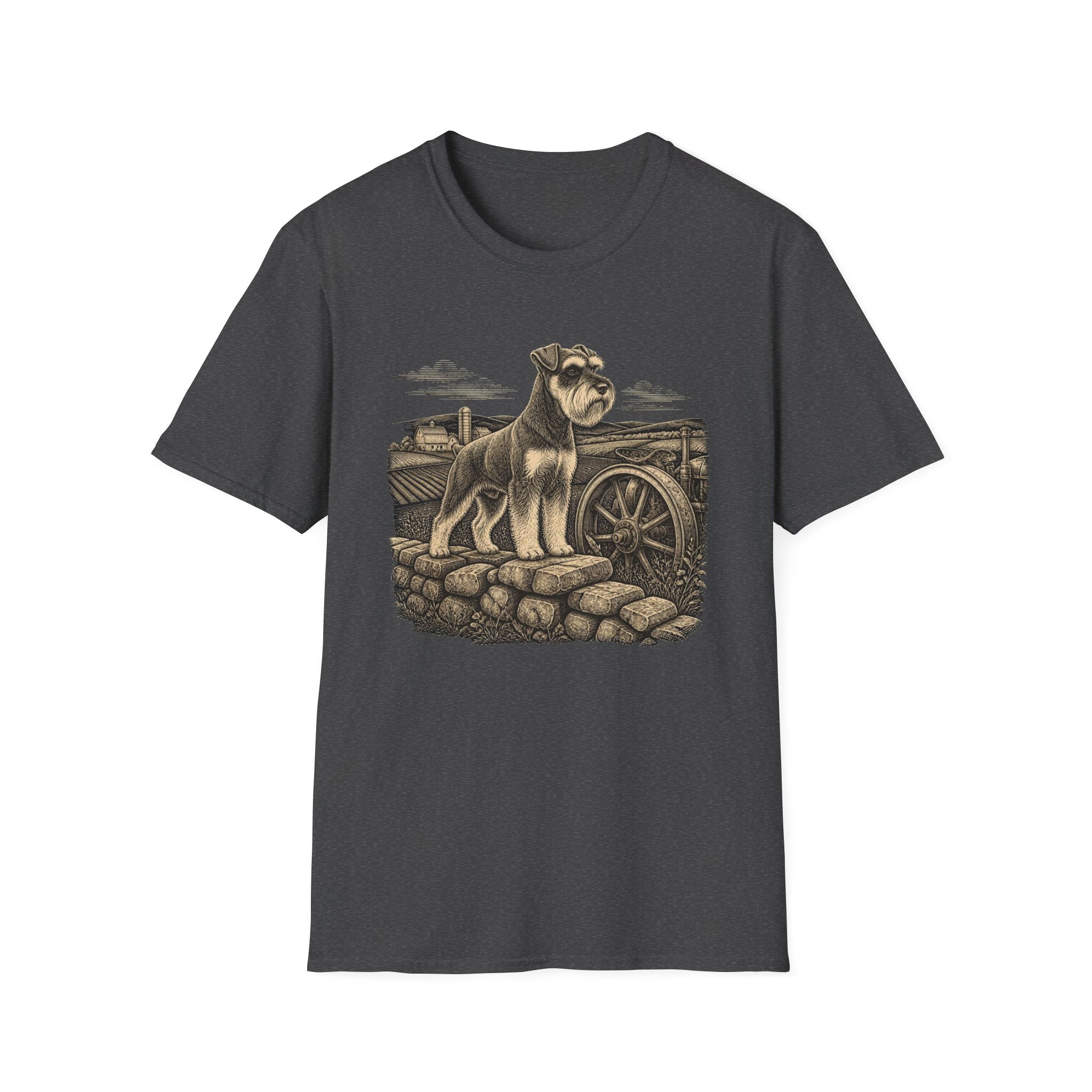 Schnauzer on a Stone Wall Dog T-Shirt