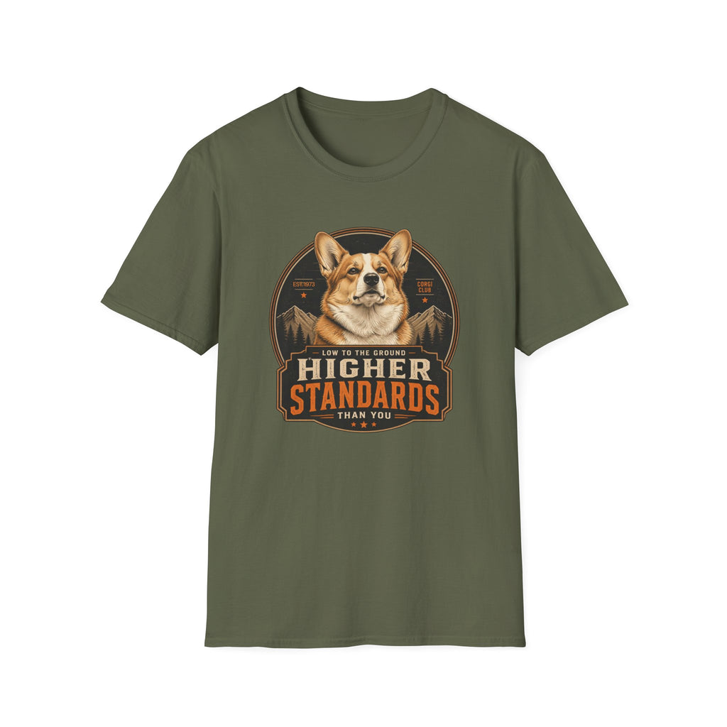 Higher Standards Corgi Dog T-Shirt