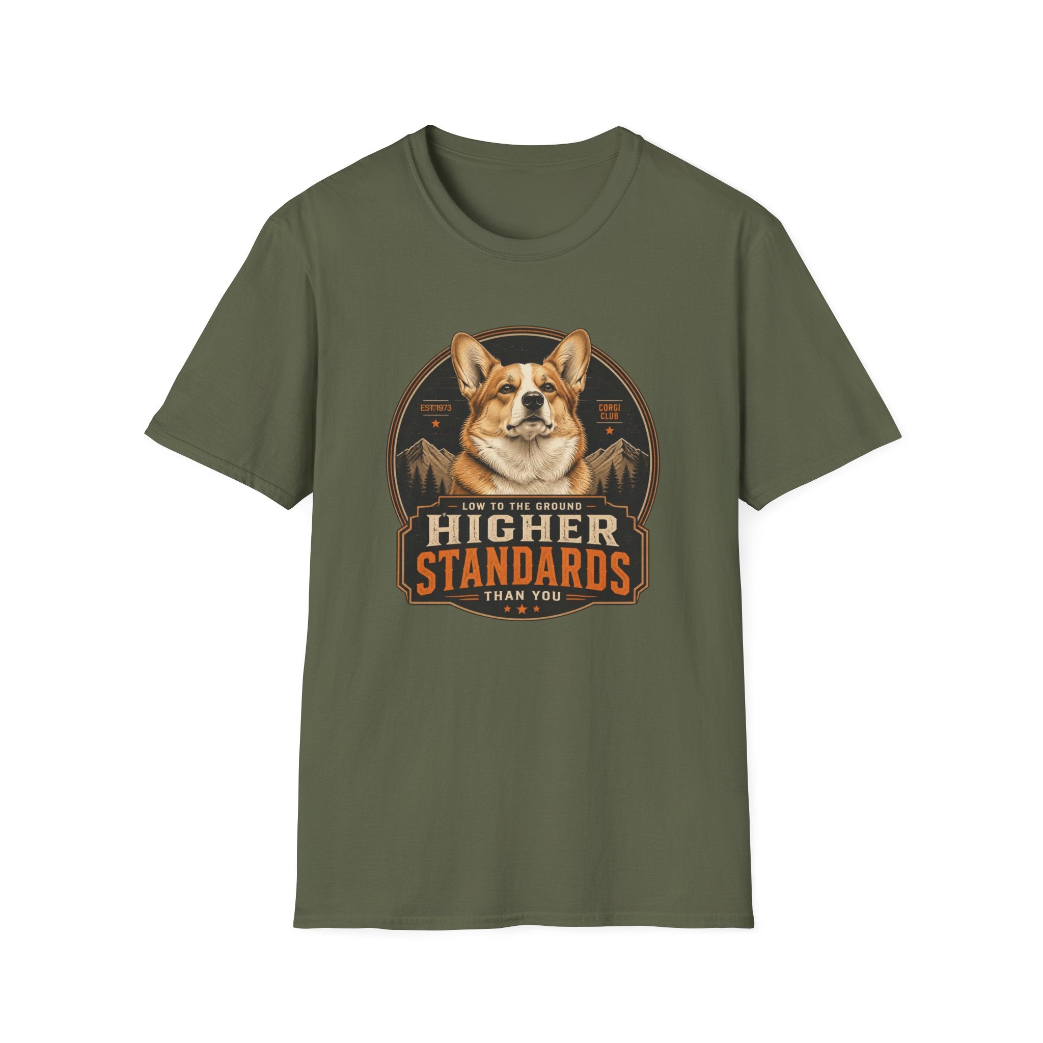 Higher Standards Corgi Dog T-Shirt